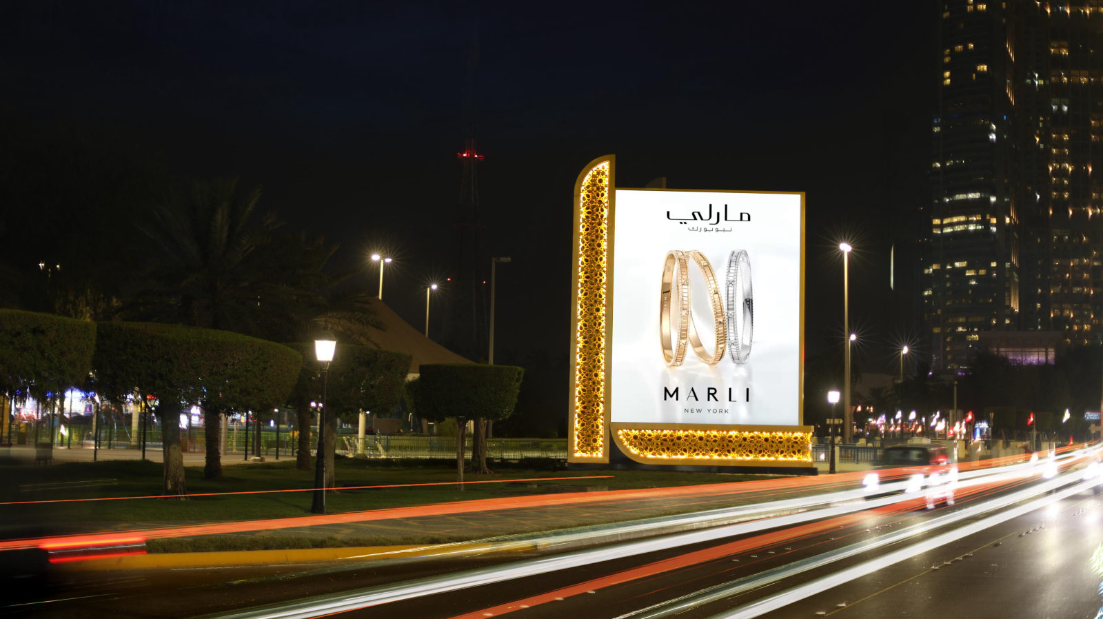 Abu Dhabi Corniche digital landmark at dusk